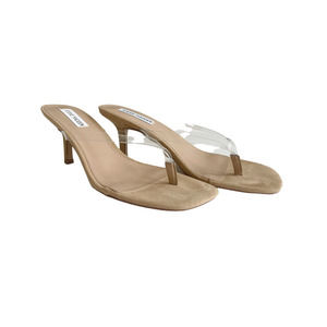 NIB Steve Madden Melrose Clear Stiletto Mid Heel Sandal Flip Flop Size 10